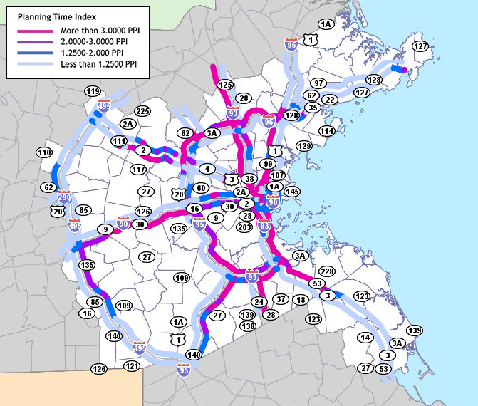 Congestion on highways map.